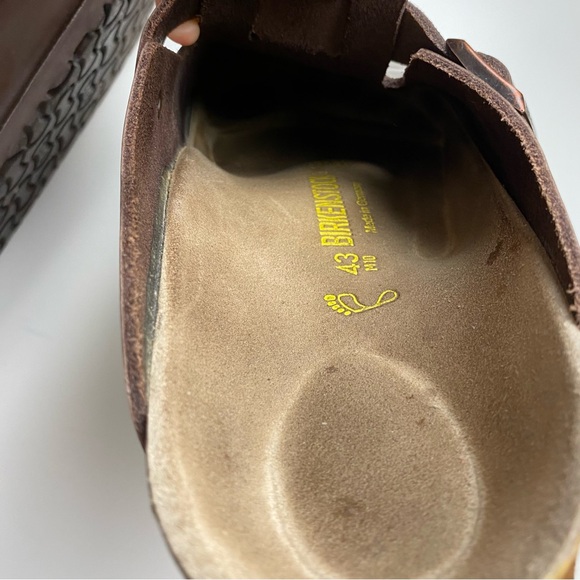 Birkenstock Boston Natural Leather On Clogs Black Mens Size 43 EU - Picture 10 of 11